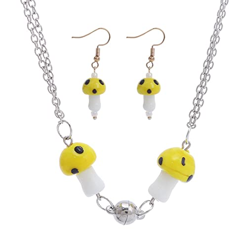 Niktule Orecchini con Collana di Funghi - Catena a...