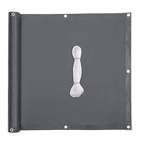 SONGMICS GBC96JGY Privacy Screen 6 x 0.9 m (L x W), Balcony Screen, Balcony Screen, Privacy Screen, Robust Screen, No Screws, Garden, Balcony, Swimming Pool, PVC, Smoke Grey