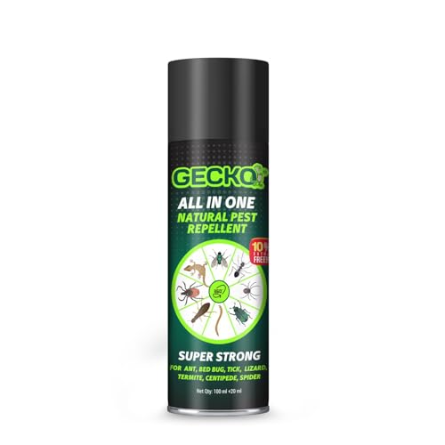 Gecko All-in-One Herbal Insect Repellent Spray | Natural Pest Control For Lizards, Ants, Termites, Bed Bugs, Spiders, Flies, Centipedes & Mice | 100% Plant-Based Formula | 120ml | FORMULATION 30X