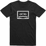 SHANGKEAI Cassette Tape Old School Retro Cult Music Unisex Camiseta Graphic Printed Tee Mens Black Shirt, Negro , XL