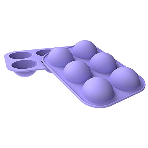 2 Pcs Moule Antiadhésif Cake Factory, Treer Moule à Gâteau en Silicone Bricolage Mousse pour Glace Chocolat Outil de Ustensiles de Cuisson Moule Demi-sphères (Violet) Cover