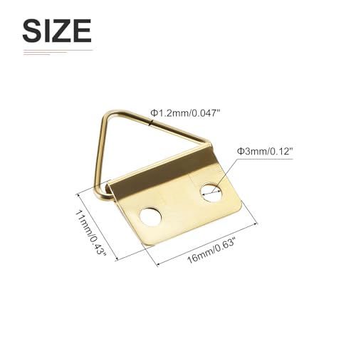 Image of DTGN 24mm x 18mm Triangle Ring Picture Frames Hanging - 20 Pcs - Good for Hanging Paintings - Picture Frame Hook Photos - Golden