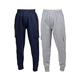 Picture of chopper club Boys Track Pants or Boys Joggers in Cotton Medium Thick Fabric Regular Fit Pack of 2 Sweatpants 10 Navy Grey