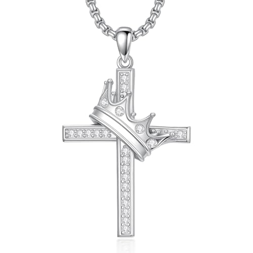 Cross Necklace 925 Sterling Silver Cross Necklace Cross Pendant Christian Religious Cross Jewelry Gifts for Men Women