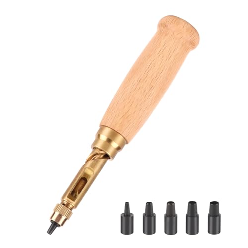 HO-SFSM Perforatrice à Papiers mono, Outil de Perforation de Cuir Automatique, 6 embouts (1,5 mm, 2 mm, 2,5 mm, 3 mm, 3,5 mm, 4 mm) pour couture, cuir, papier, artisanat