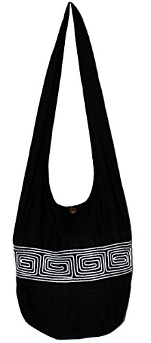 All Best Thing Black Stripe Cotton Hippie Hobo Bag Large 36 Inch Light Weight (White)