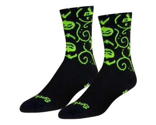 SockGuy Unisex Crew 6in All Hallows Cycling/Running Halloween Socks (US, Alpha, Small, Medium, Regular, Regular, All Hallows)