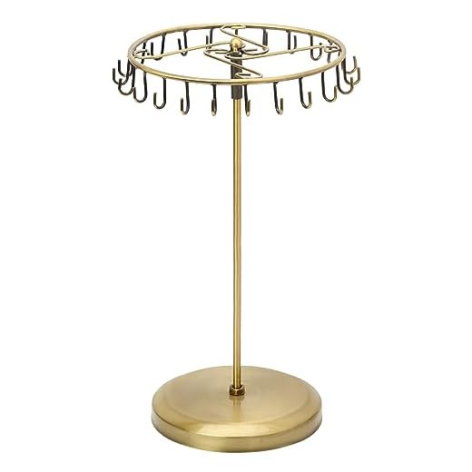 BELLE VOUS Colgador collares - Expositor giratorio organizador de pendientes anillos y pulseras - Porta joyas organizador W20,5 x H35cm - Soporte pendientes y joyeria de metal