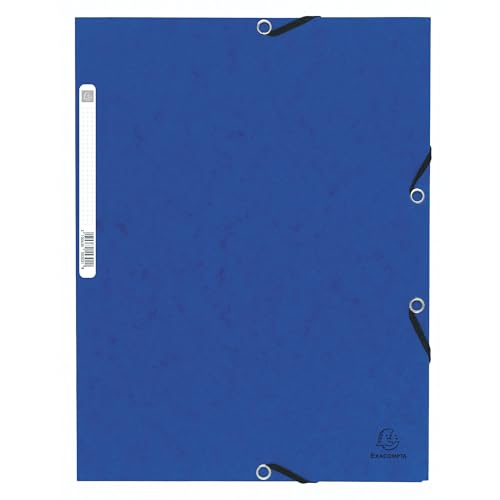 Exacompta 55302E - Carpeta con gomas 3 solapas cartulina lustrada, A4, color azul, Juego de 10 ✅