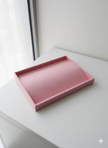 Image of Velvet Jewellery Drawer Organizer Stackable Tray for Chain-Bracelet in Pink