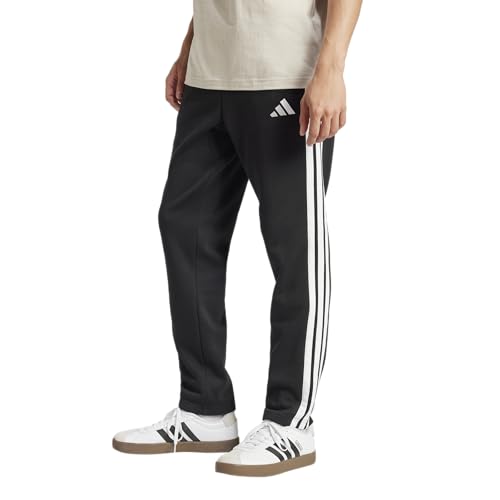 Adidas Mens Essentials 3-Stripes Fleece Sportswear Pants, Black/White, Large