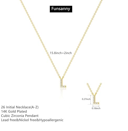 Initial Heart Necklaces for Women - Dainty Cute Necklace Small Layered 14K Gold Plated A-Z Letter CZ Pendant Trendy Satellite Chain Necklaces for Women Non Tarnish Gold Jewelry Set Gift