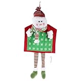 ASAKKURA Hängender Adventskalender aus Strickstoff mit Schneemann Motiv Festliche Weihnachtsdekoration für Haustür und Wand Selbstgemacht Adventskalender zum Befüllen Langlebig