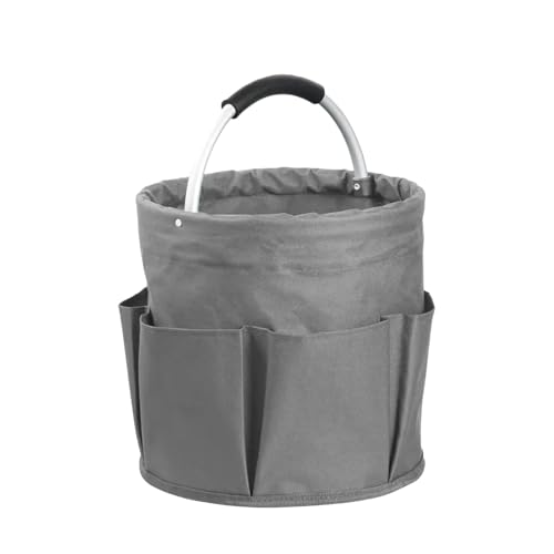 Foldable Cleaning Caddy With Handle Storage Box, 17L Multi-Pocket Caddy Organizer Tool Bag, Portable Storage Tool Bucket For Cleaning Products, Housekeeping, Garden Tools, Toiletries & Crafts (Grey)