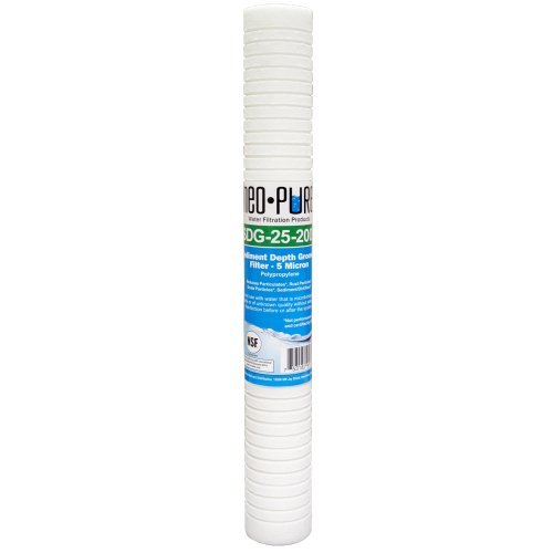 Neo-Pure MBG-25200-05 Sediment Depth Grooved Filter – 2-1/2" x 20" – 5 Micron – Compatible with Standard Housings – Removes Sediment, Dirt, and Rust – Single Pack