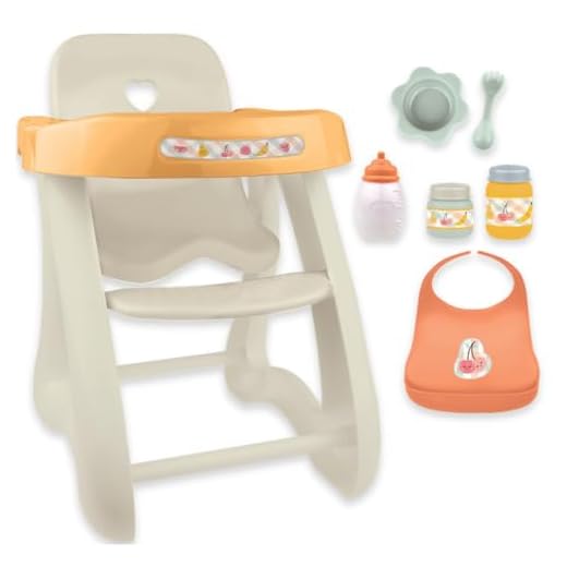 JC Toys - for Keeps Playtime! | Baby Doll High Chair | Fits Dolls up to 17" | Sturdy High Chair and Play Accessories | Ages 2| Earth Tone Colors