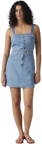 Levi's Femme Robe Denim Iconic Button avec Bretelles réglables, Slim Fit, Bleu (Chill Day), XS