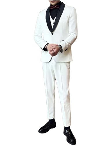 Costume Trois pièces Homme avec Veste Revers Châle Gilet et Pantalon Formel
