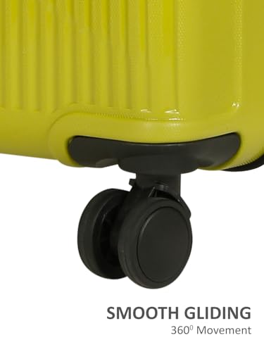Image of Teakwood Small Size 8 Wheels Trolley Bag, Hard Cabin with Zipper Closure, Adjustable Push Button & Cross Side Strap, Number Lock System 360 Degree (Small, Lime Green)