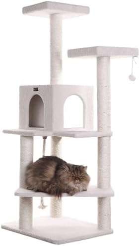 Armarkat B5701 Real Wood 57-Inch Cat Tree, Ivory, 28"(L)X25"(W)X5...