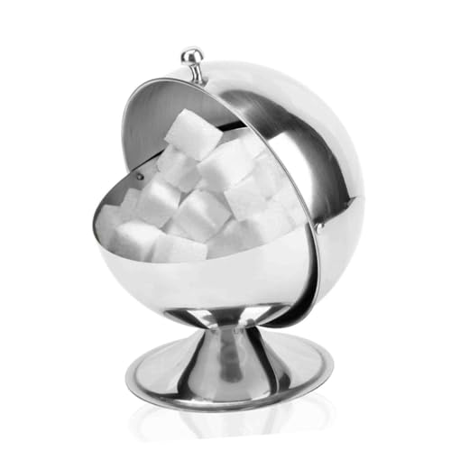 Ciieeo Spherical Stainless Steel Sugar Bowl Fondant Storage Box for Condiments Modern Candy Jar for Home Kitchen Cafe and Parties Design