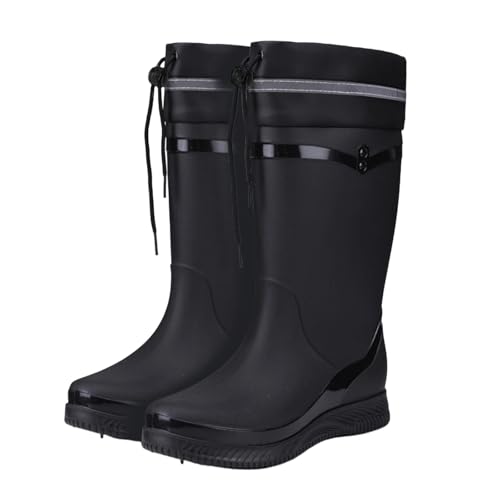 Bottes de pluie en polaire femme imperméables chaudes pour hiver