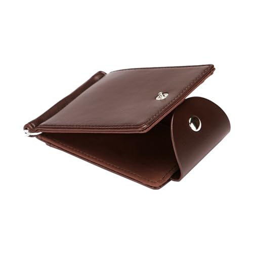 Men's Slim Bifold Leather Wallet RFID with Money Clip (Brown)
