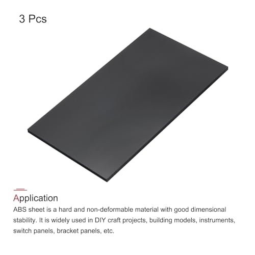 Image of MECCANIXITY Black ABS Plastic Sheet 7 x 4 x 0.16 Inch for Building Model, DIY Crafts, Panel, Pack of 3 Pcs