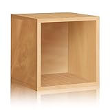 Way Basics Extra Large Stackable LP Album Shelf vinyl record storage cube, Natural