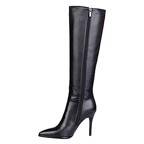 FOWT Women Pointed Toe Knee High Boots Stiletto High Heel Long Boots Side Zipper Sexy Daily Dress Shoes Size 4-16 US2