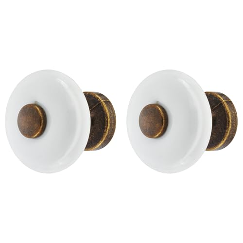 cyclingcolors 2x pomo de cajón porcelana cerámica Ø30 mm inserto de latón marrón envejecido estilo vintage antiguo para mueble puerta tirador cómoda armario casa con tornillos