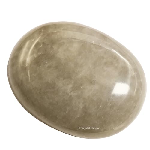 Image of Crystal Heaven Certified Smoky Quartz Crystal Palm Pebbles Stones for Anxiety Stress Relief Massage - AAA Grade Original Healing Gemstone Agate Palm Stone for Yoga Meditation Spiritual Reiki Feng Shui