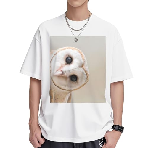 T-shirt hibou amusant femme EdWal en coton manches courtes top col rond imprimé tendance