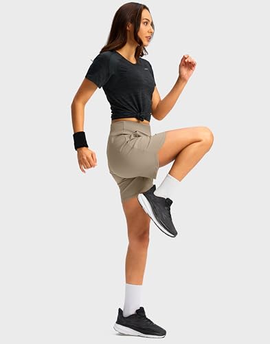 Image of G Gradual Women's Athletic Shorts 6 inch High Waisted Stretchy Bermuda Shorts for Women Quick Dry Summer Casual Shorts