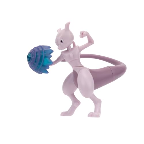 Pokémon PKW3370 - Battle Feature Figure - Mewtu, Resmi Hareketli Figürler, 11,5 cm