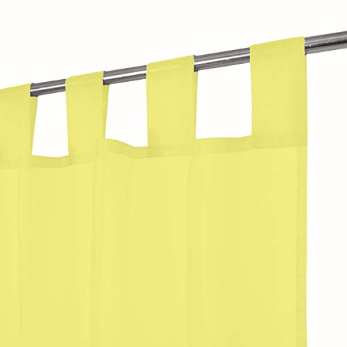 Megachest sheer Voile Tab Top Curtain(butter yellow, 56" wideX48 drop(W142cmXH122cm)), W 56" x L 48" (2 Panels)