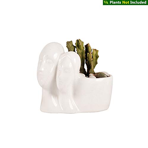 Image of Lasaki Couple White LT 403 Ceramic Pots for Indoor Plants, Planters, Flower, gamla, Outdoor, Balcony, Home, Garden, Office Decor, Succulent Pot(L -16 X W - 10 X H - 14.5 cm)(Plants not Included)