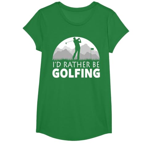 Golf I'd Rather BE Golfing Funny Golf T-Shirt, Girls, Kelly Green, X-Small
