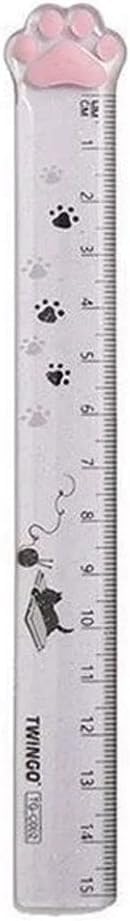 Straight Ruler Cute Cartoon Cats Claw Ruler Painting Plastic Rulers Portable Scale Ruler Measuring Ruler Stationery Office School Supplies (Gray) image 5