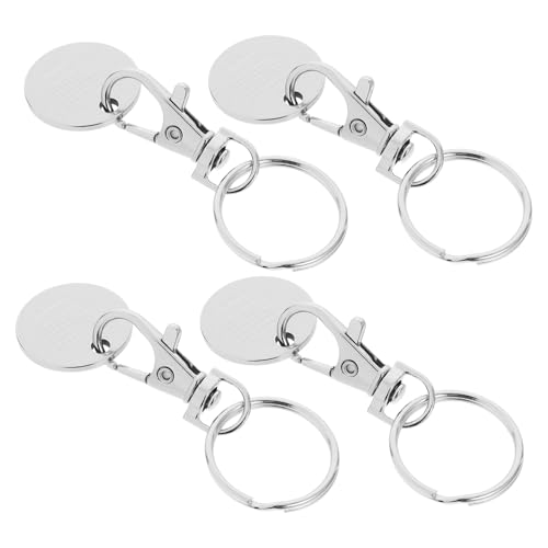 Garneck 4piezas Llavero De Acero Inoxidable Extractor De Carrito De Supermercado Llavero De Monedas Para Carrito De Fichas Para De Compras