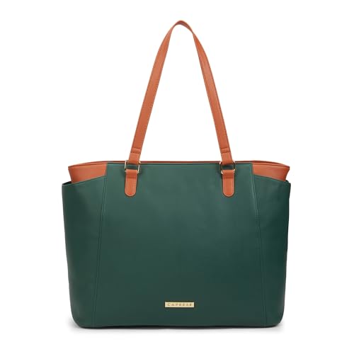 Image of Caprese Regina 16 Inch Laptop Compatible Large Tote Bag for Women | Stylish, Durable, Multi-Compartment Design for Work, Travel, Shopping | Comfortable Straps Shoulder and Handheld Bag