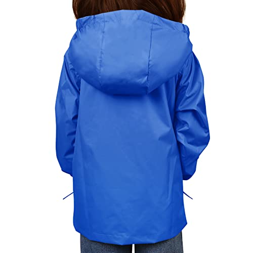 Image of YINGJIELIDE Boys Girls Waterproof Rain Jackets Kids Easy to Fold Windbreaker Lightweight Outdoor Hooded Raincoat