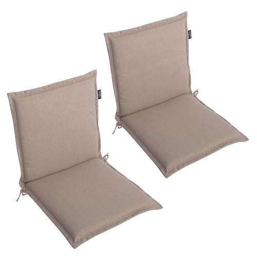 LILENO HOME Gartenstuhl Auflagen als [2er Set - Niedriglehner] in Taupe - Bequeme Liegen als Sitzauflagen für Gartenmöbel - Stuhlkissen für Gartenstühle und Klappstühle Malt