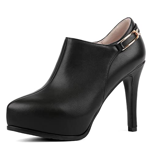 SHEMEE Women's Platform Stiletto High Heel Ankle Booties Thin Heels Pumps Side Zip Short Boots Shoes
