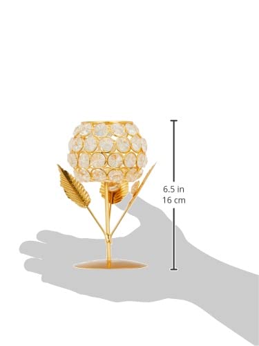 Image of Amazon Brand - Solimo Gold Plated Crystal Candle Holder - Decorative Tea Light Stand Votive for Home decor (Set of 2)
