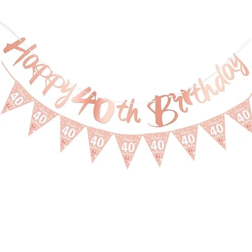 40th Birthday Banner Sparkle 40th Birthday Decorations Banner Women Rose Gold Shining 40 Birth Decorations Banners for Women Wife Mother Party Decor