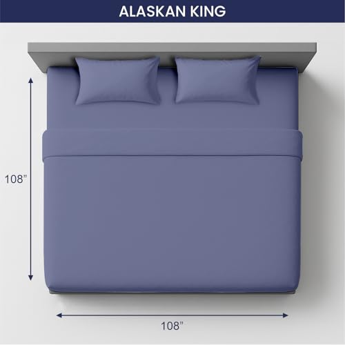 Image of SGI bedding 108 inch W x 108 inch L 4Pc Alaskan King Sheet Set 100% Egyptian Cotton - 600 Thread Count, Fits 15 inch Deep Pocket - Soft Breathable Oversized Sheets, for Extra Large Beds - Mediterranean Blue