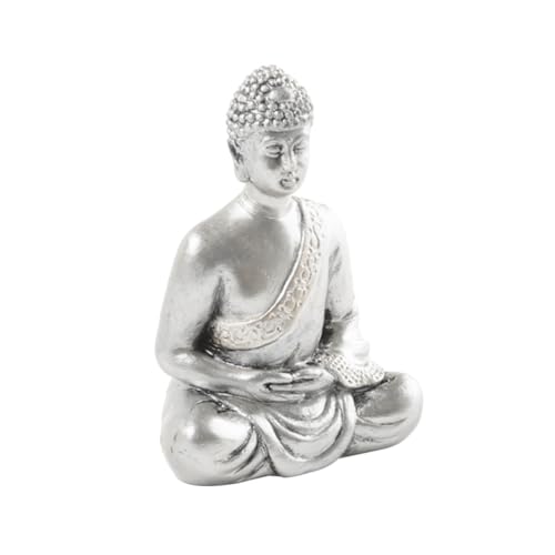 ULTECHNOVO Buddha Statue Ornament Living Room Zen Figurines Buddha Statues Home Decoration Sitting Buddha Statue Large Ornaments for The Home Feng Shui Ornament Feng Shui Modern Desk Silver