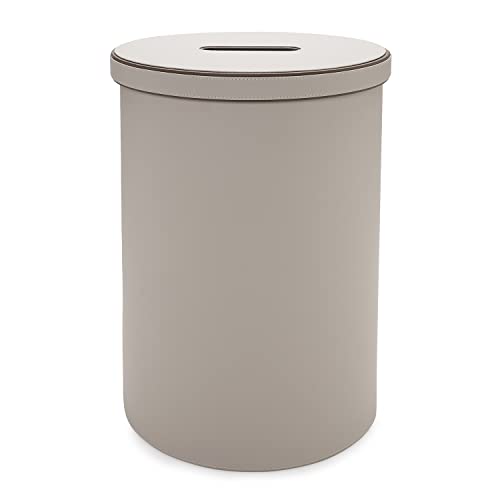 Image of Pure Home and Living Beige Faux Leather Laundry Bin