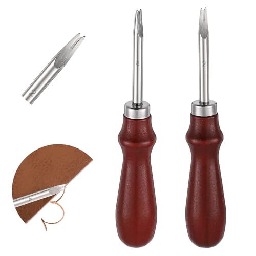 2 Pcs Leather Edge Skiving Beveler Craft Beveler Cutting Beveling Leather Skiver Tool 2 Sizes(1.2 mm, 0.8 mm) for Leathercraft Working DIY